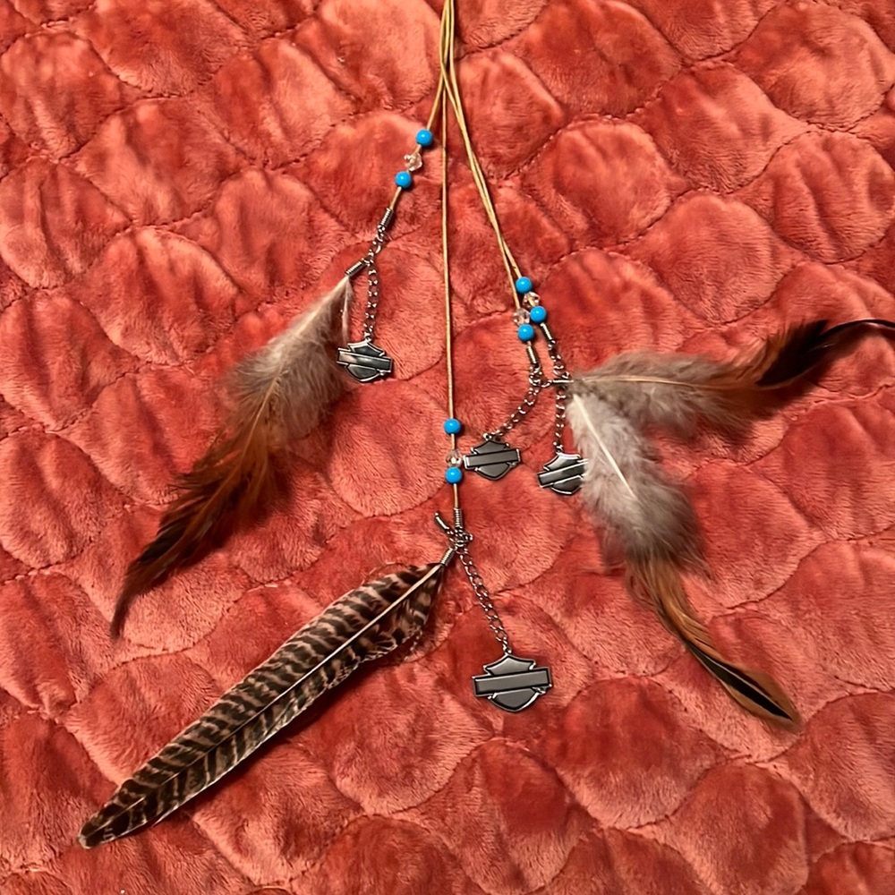 Harley Davidson hair clip feather accessory